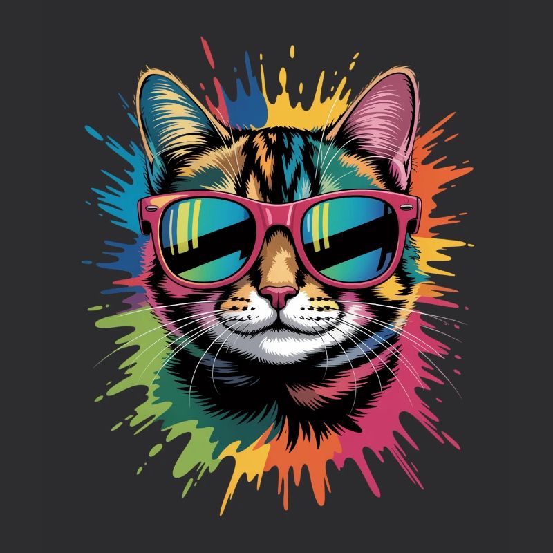 Bunte Katze Wasserfarben Spritzer Graffiti