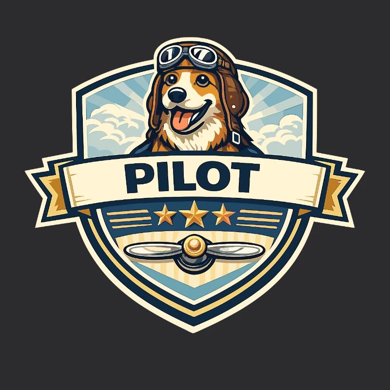 Hundepilot Abzeichen Cartoon