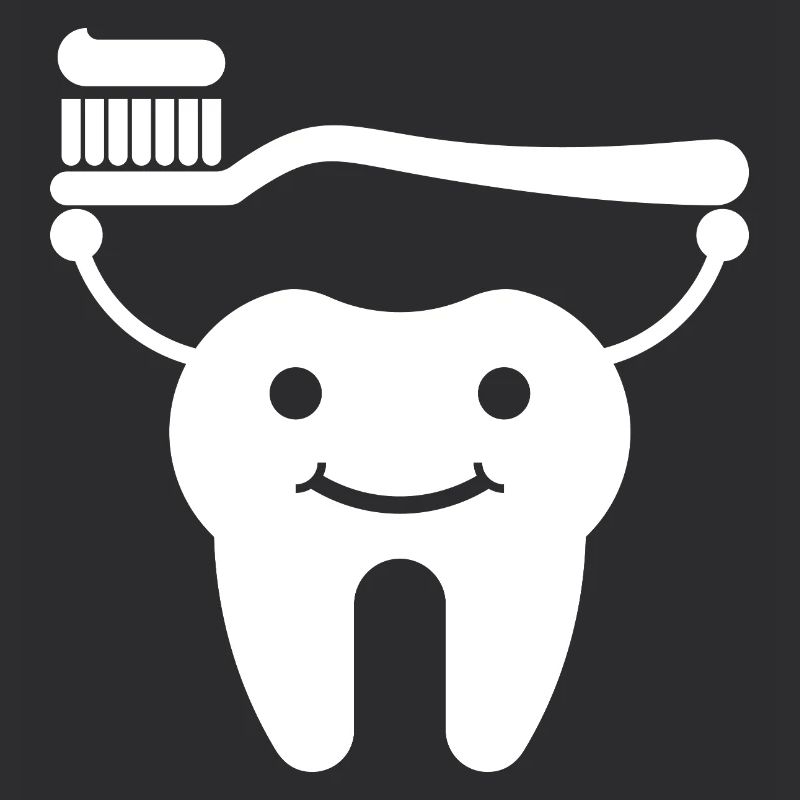 Tooth with toothbrush and toothpaste