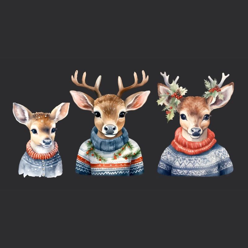 Winterhirsche Pullover-Trio