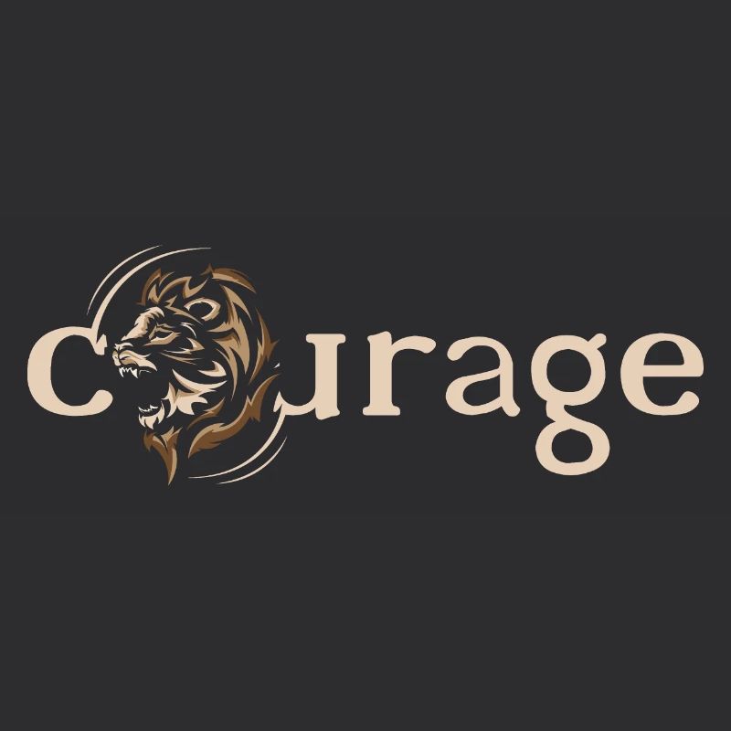 Courage Courage Lion Motivation Force Strength Logo