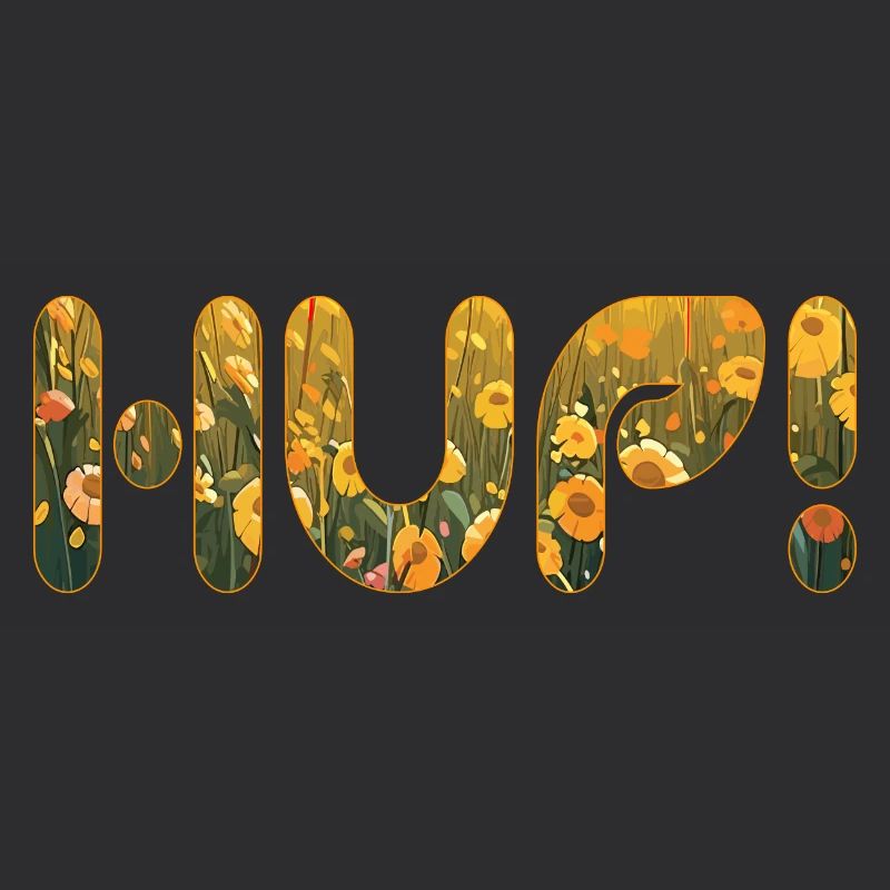 HUP dans le champ de fleurs