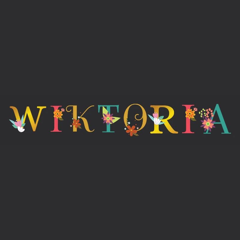 Le nom WIKTORIA est décoré de fleurs