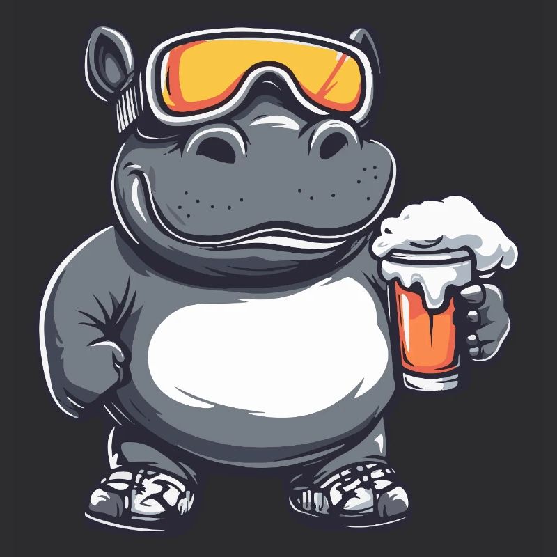 Nilpferd Apres Ski Bier Comic