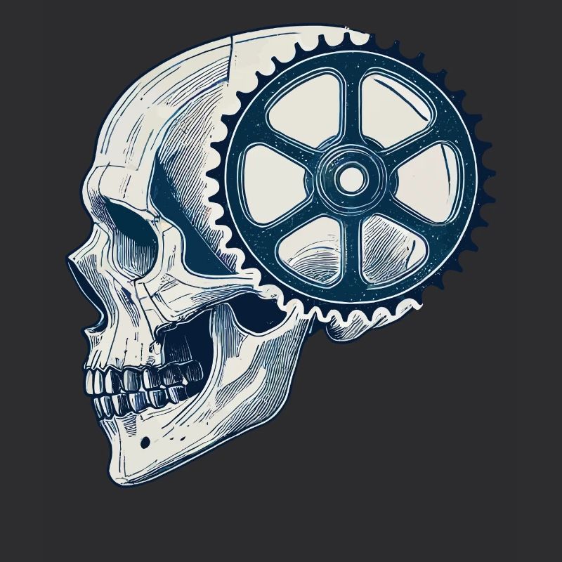 Bicycle Lover Skull with Gear for Cycling