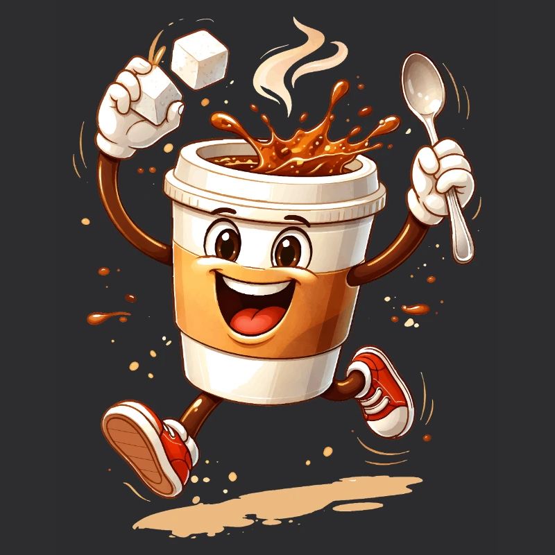 Lustiger Coffee Becher Comic Illustration