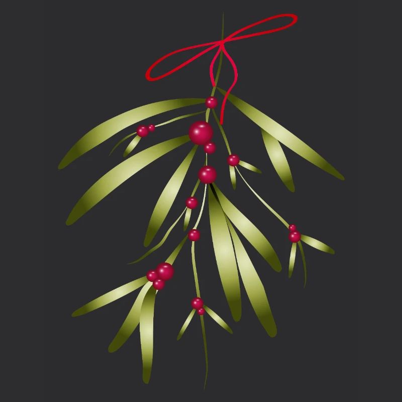Mistletoe with red berries and bow