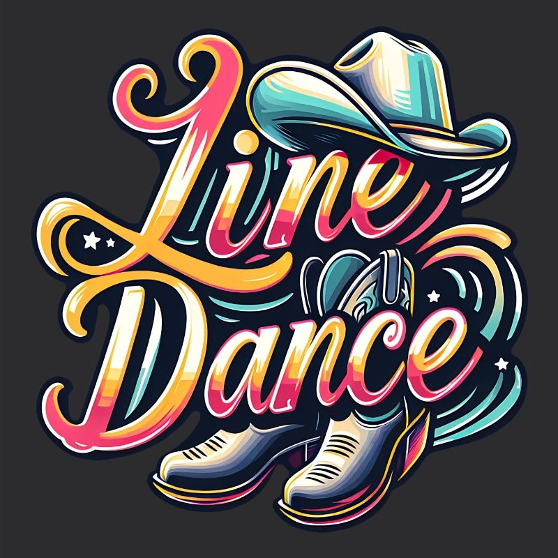 Farbenfrohes Line Dance Design mit Cowboyhut