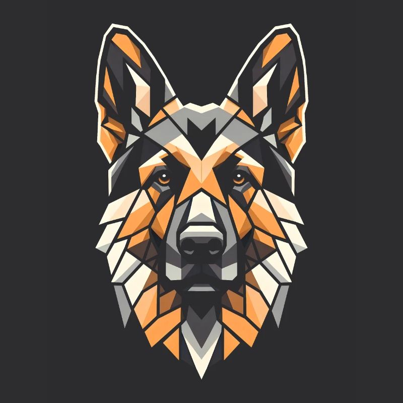 Deutscher Schäferhund Hundekopf Geometrie Polygon Kunst