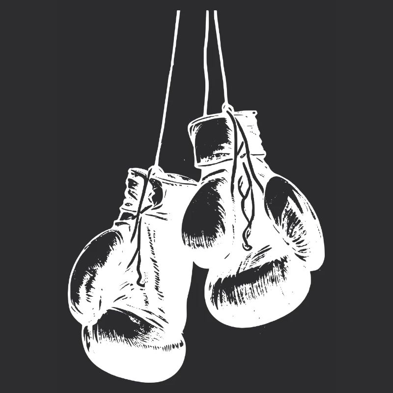 Conception de gants de boxe blancs suspendus. Conception de logo
