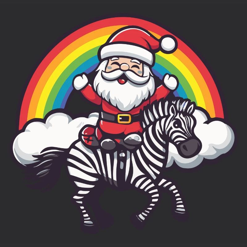 Zebra Weihnachtsmann Regenbogen