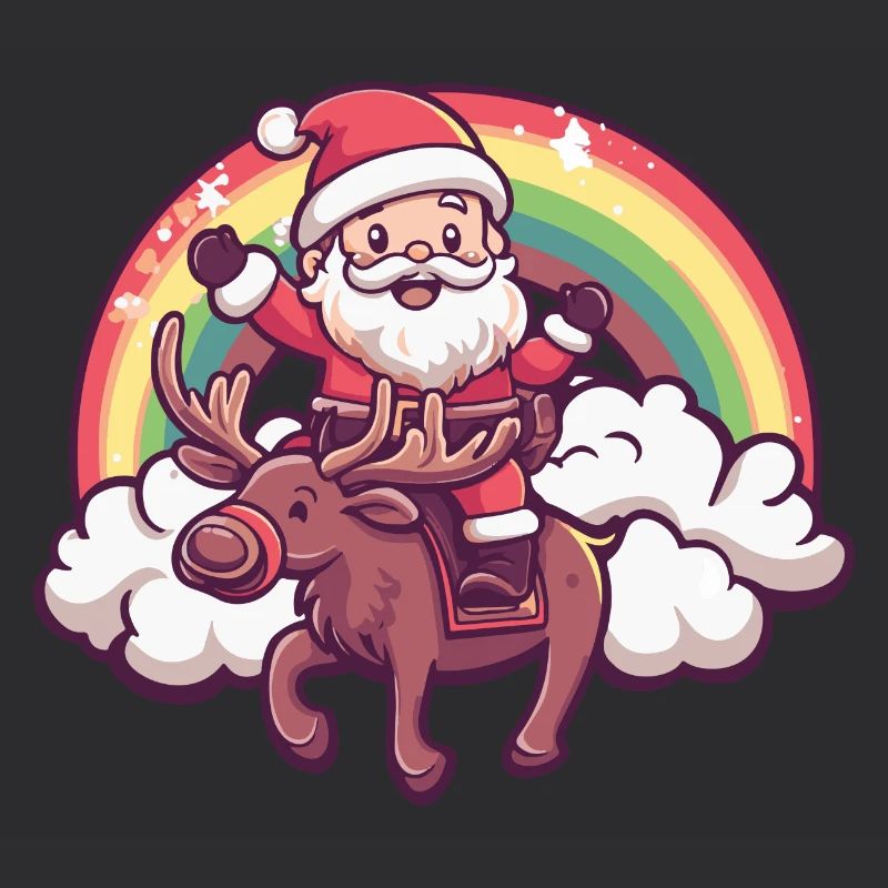 Elch Weihnachtsmann Regenbogen