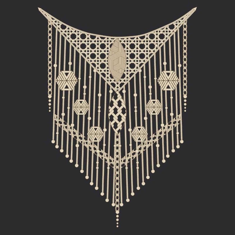 Fine macramé ornament with geometric details