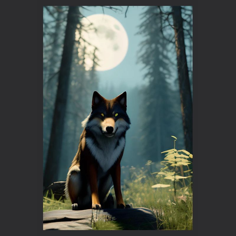 Wolf und Mond