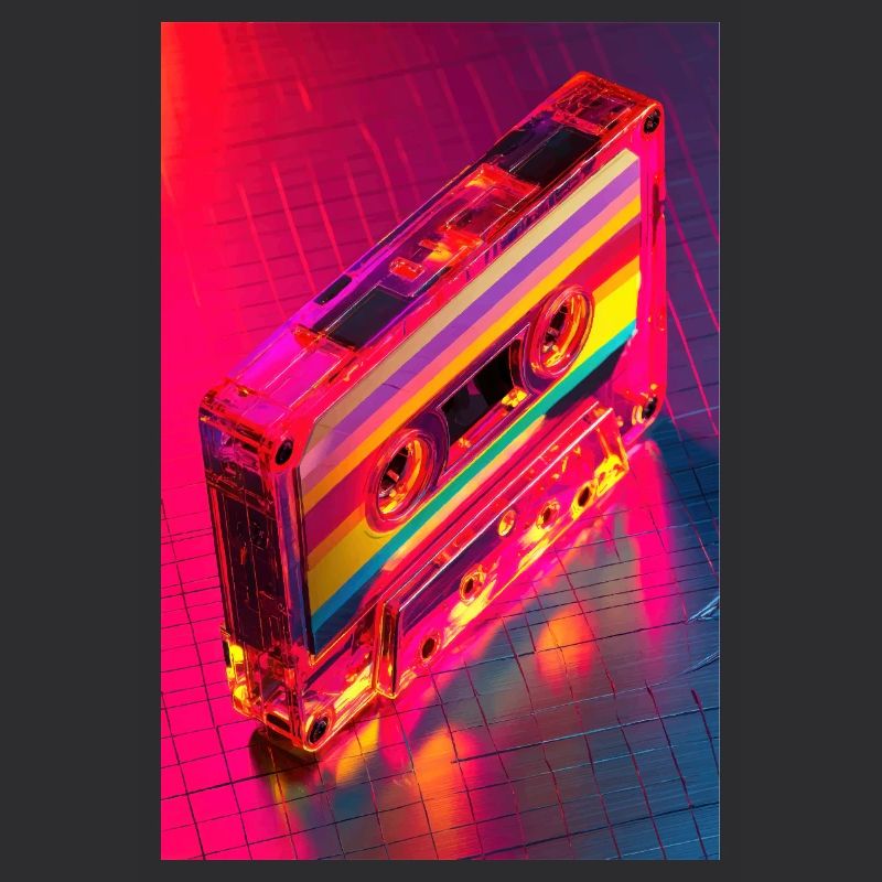 Neon Regenbogen Kassette