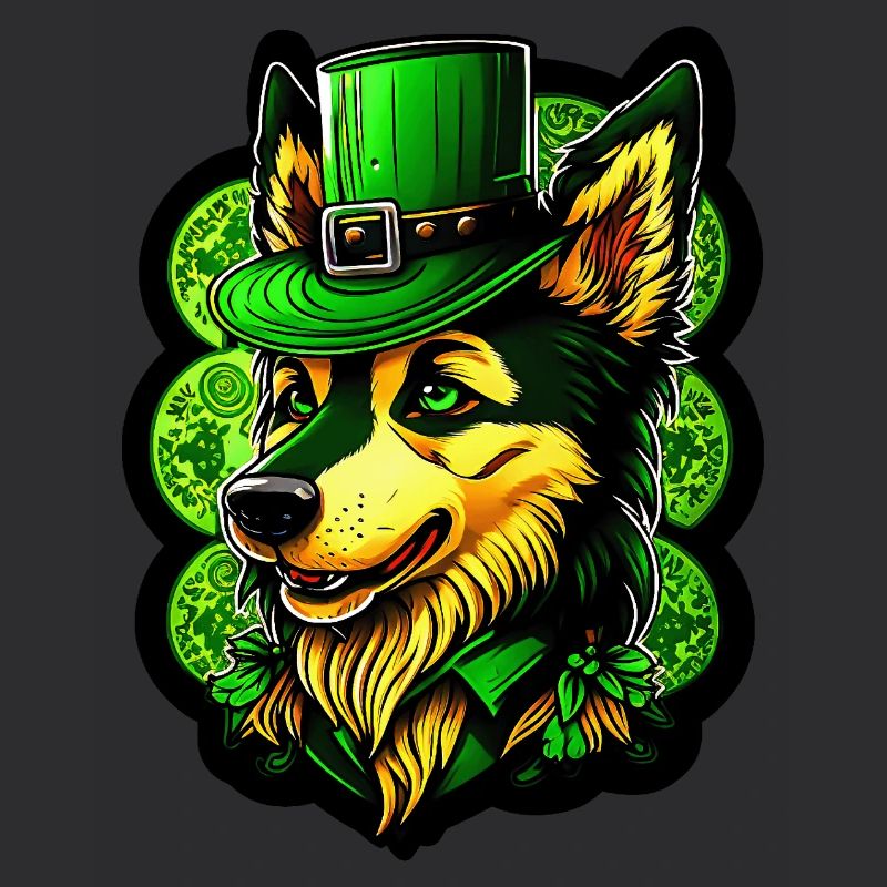 Loup câlin Chapeau de la Saint-Patrick avec vert