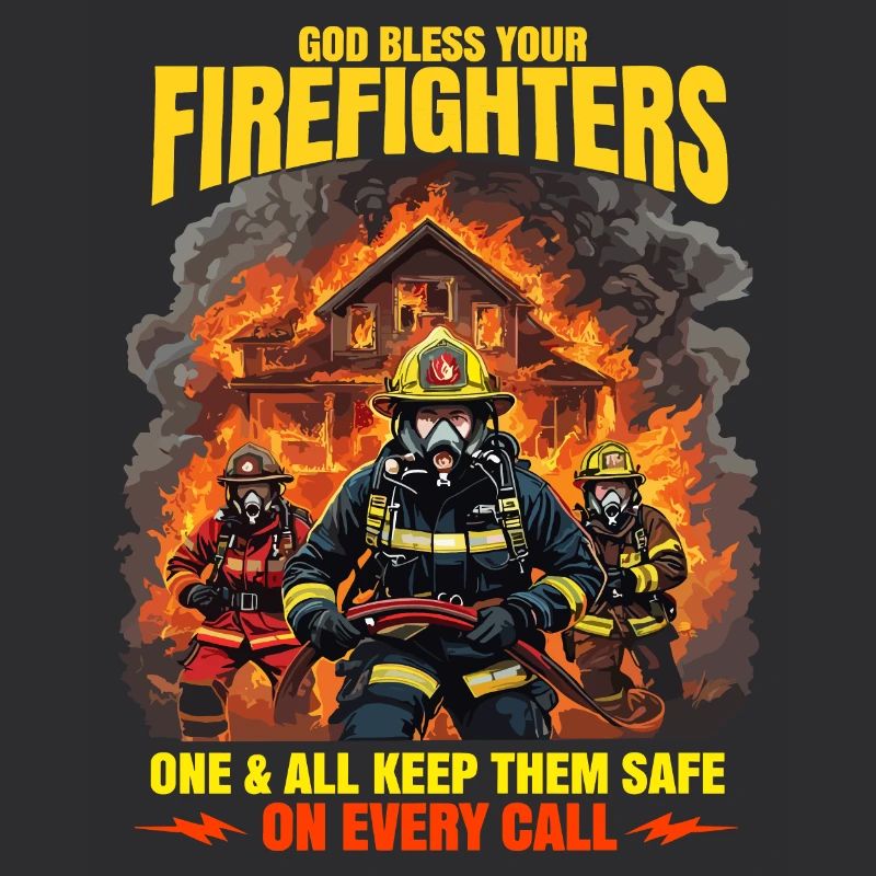 God Bless Firefighters Heroic Design