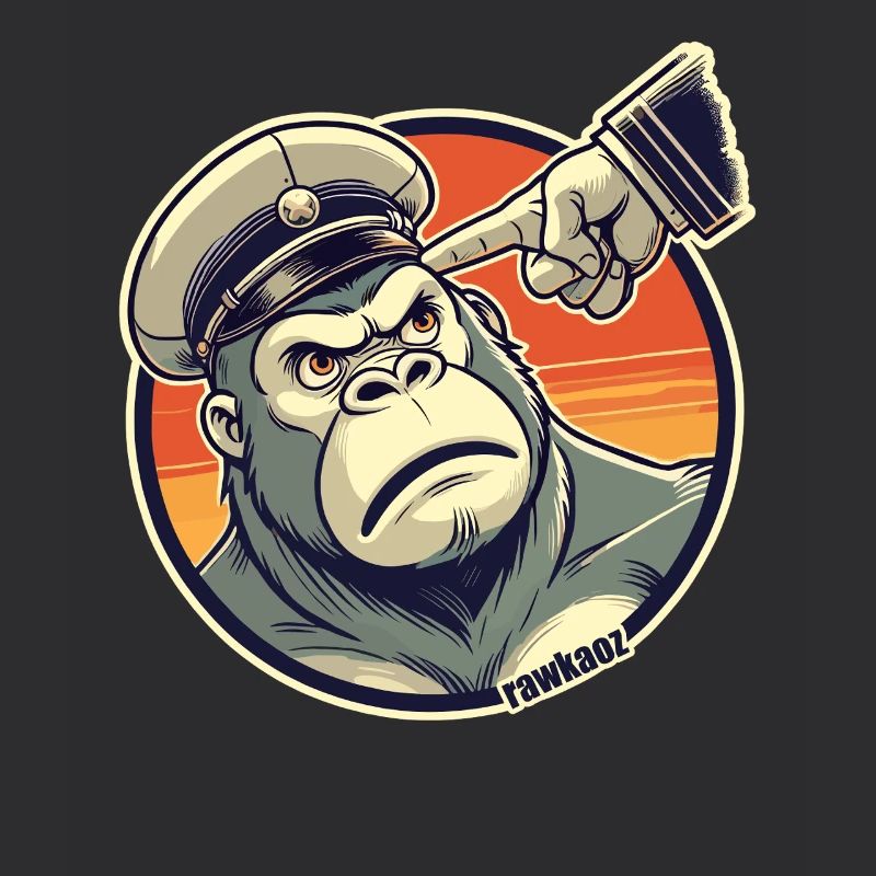 Strict monkey with cap gets finger