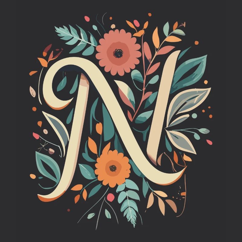 N typographie florale