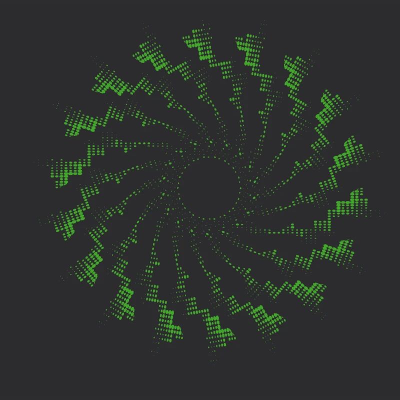 dotted shape rotated wind turbine green