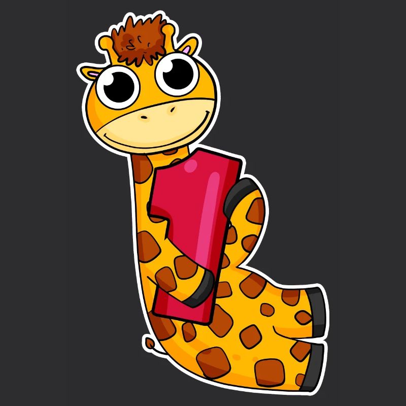 1 Jahr alt - Einschulung - Giraffe Motiv