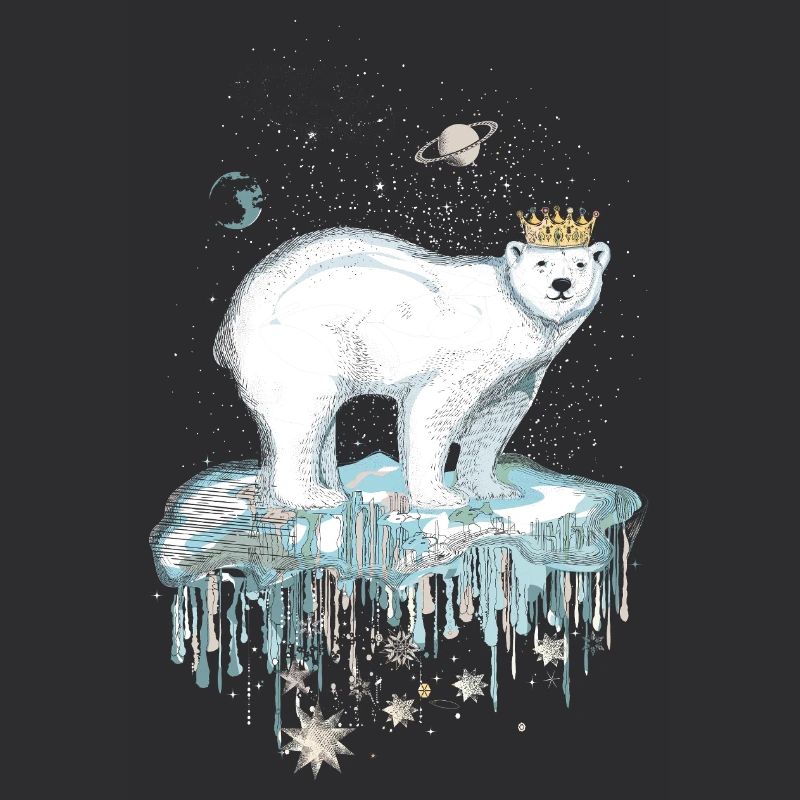 Majestätischer Eisbär mit Krone auf Eisscholle