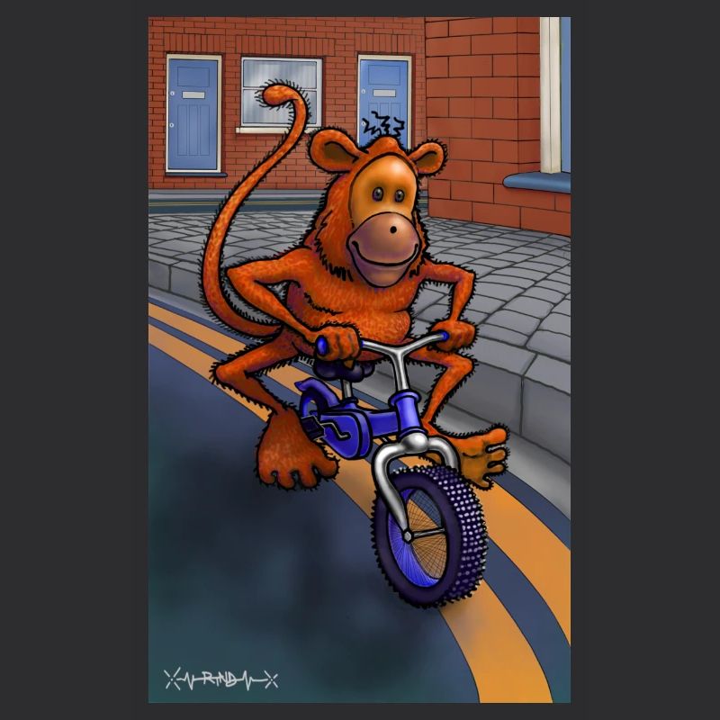 Singe sur un vélo