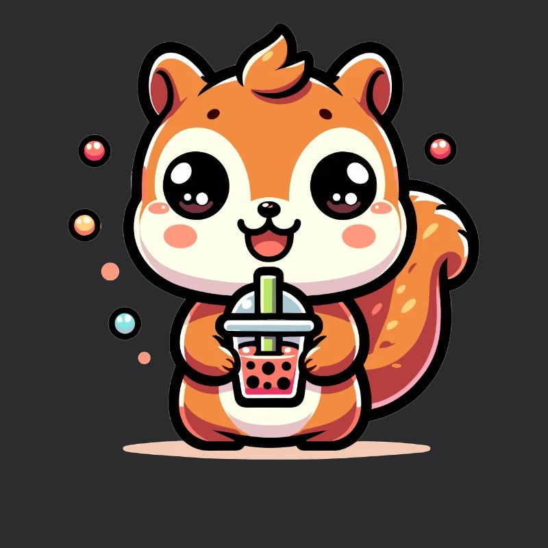 Kawaii Eichhörnchen Bubble Tea Niedliches Tier Eichhörnchen