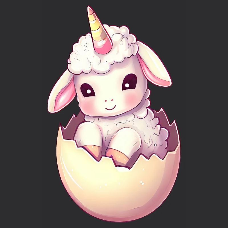 Sheep with unicorn in eggshell Imaginative