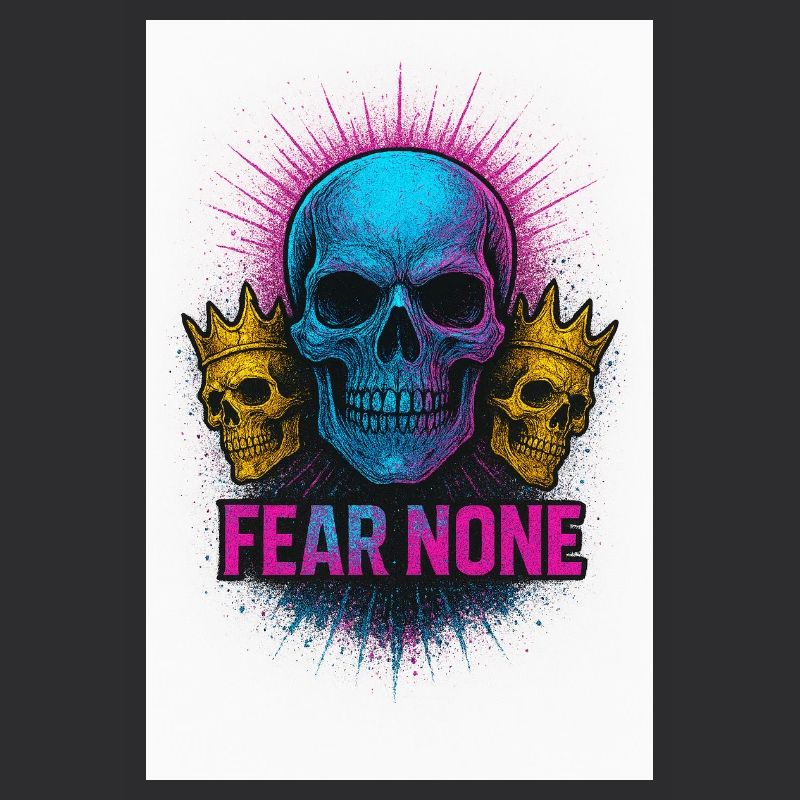 Bold Skull with Crowns Ink Design