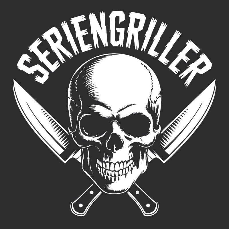 Seriengriller Skull mit Küchenmessern