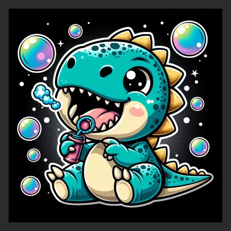 Dino avec des bulles de savon dans l’espace