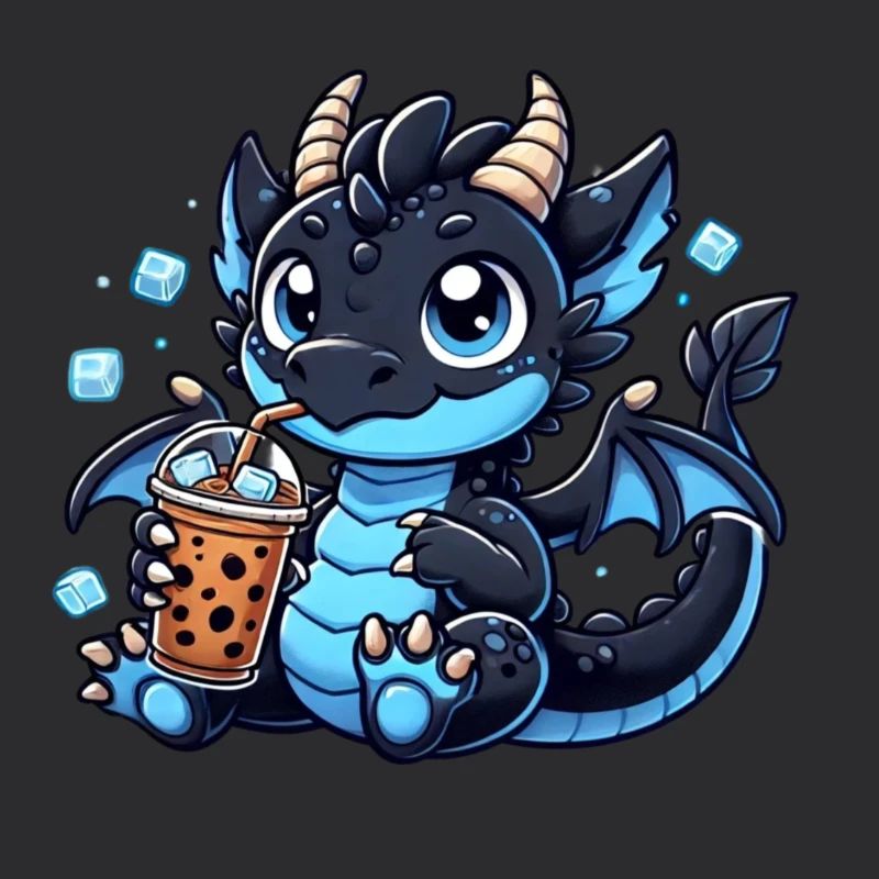 Cute blue Dragon iced Coffee , Drache Eiskaffee