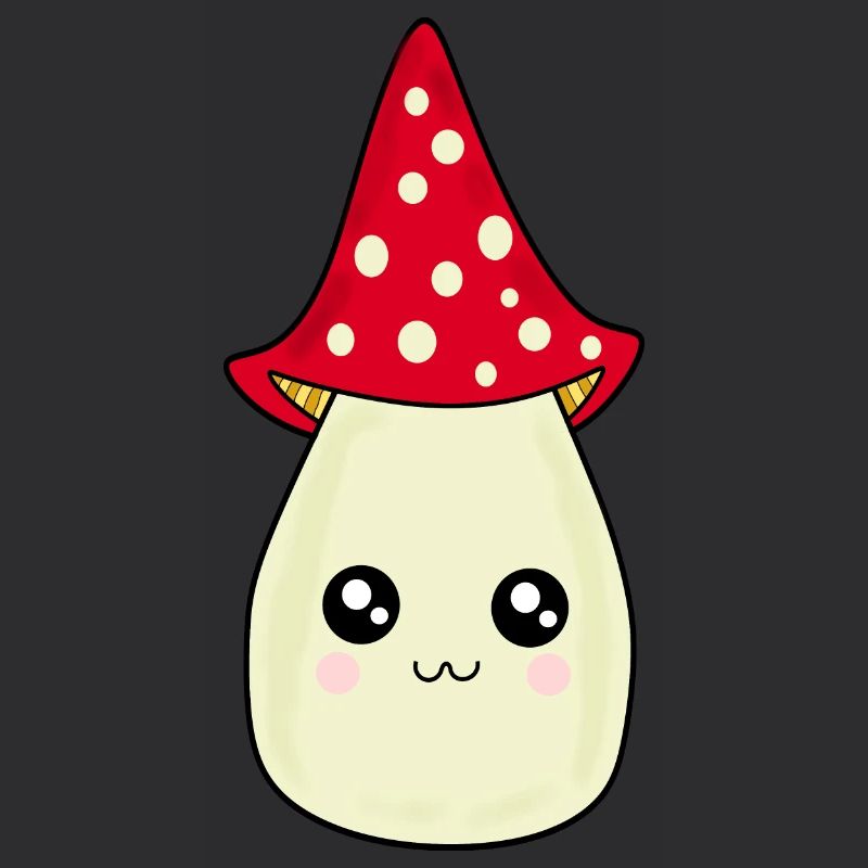 Kawaii Mushroom Toadstool cute red with face