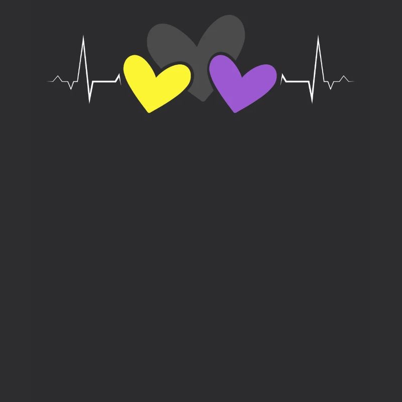 Nonbinary Pride Colorful Hearts Heartbeat LGBTQ+
