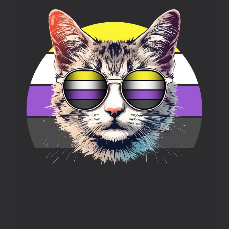 Nonbinary Pride Cool Cat with Sunglasses Retro