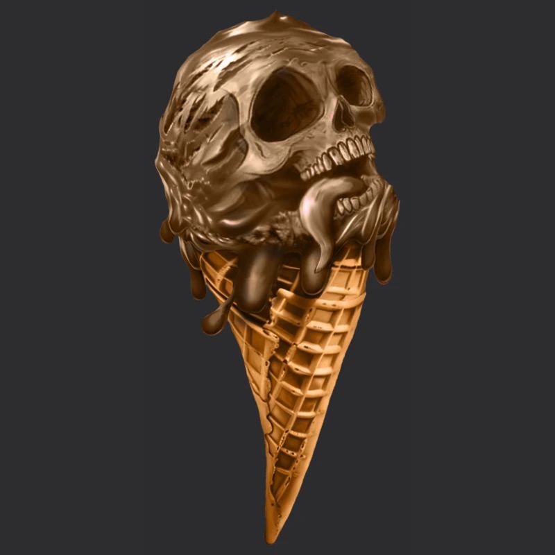 Glace molle avec crâne éthéré