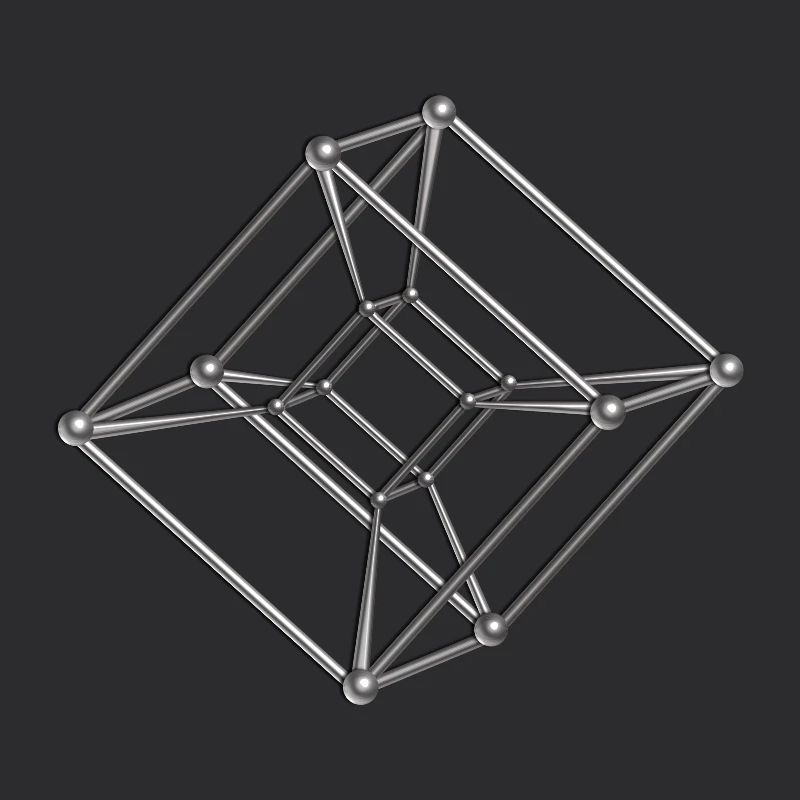 Tesseract, 4D Hypercube, digital silber, Symbol