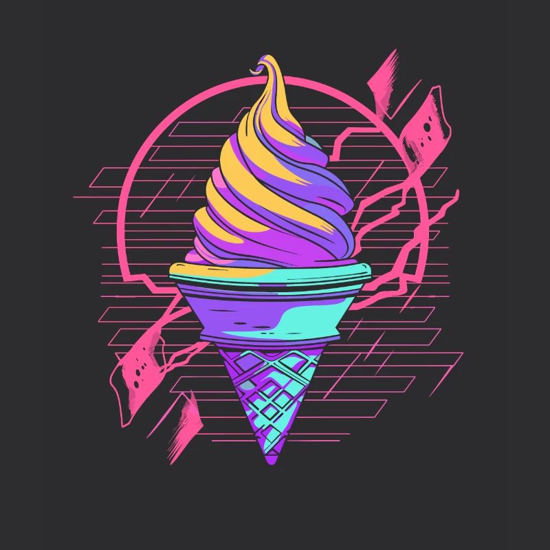 Cornet de crème glacée Synthwave