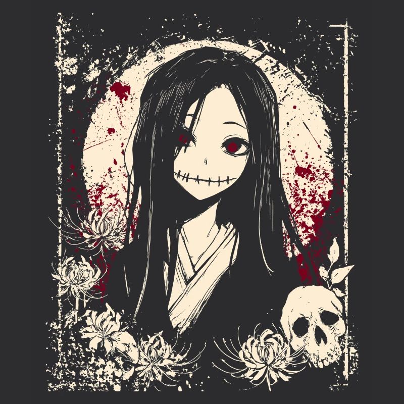 Horror Manga Dämon Mädchen Kimono Anime