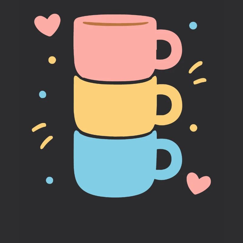 Süße Kaffeetasse Stack Pastel Hearts Love