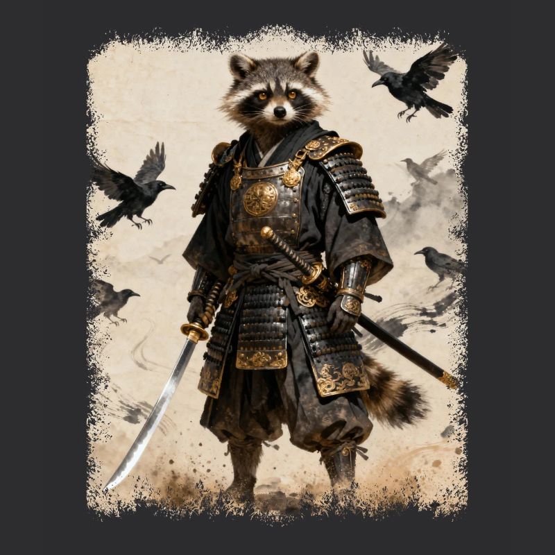 Samurai Waschbär, Anime Grafik Japanischer Krieger