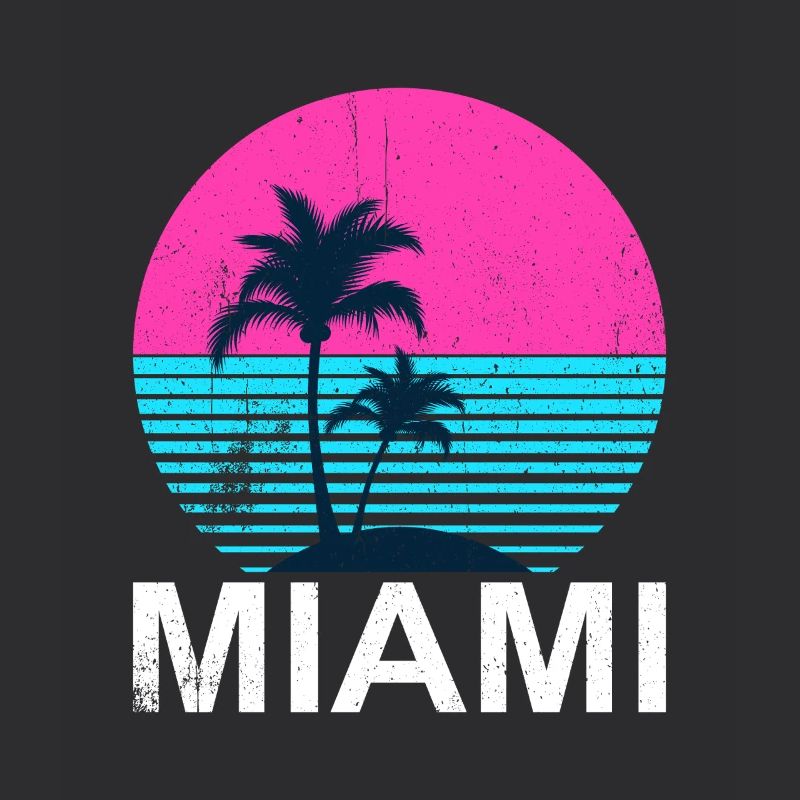 Miami Neon Palm Trees Sunset