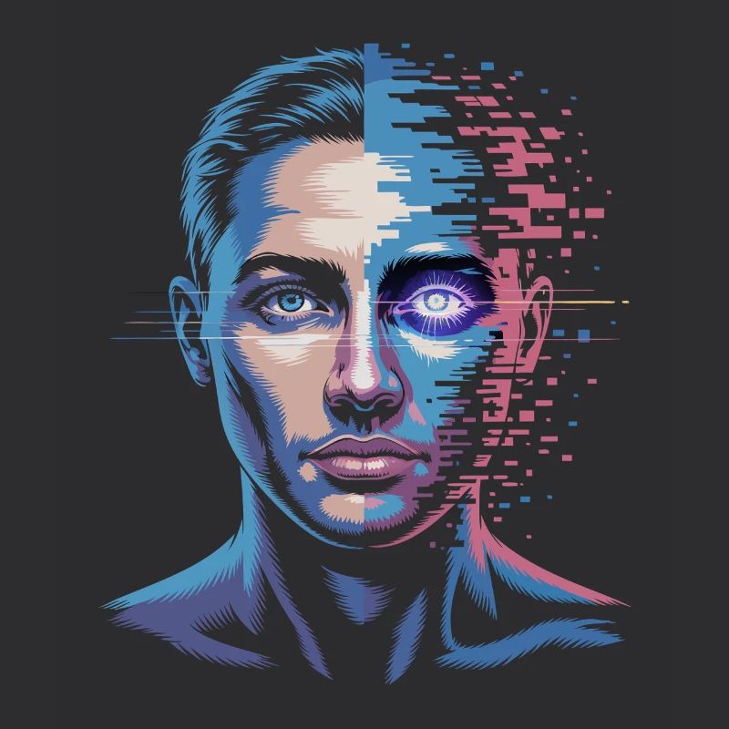 Digitaler Mensch mit Glitch-Effekt