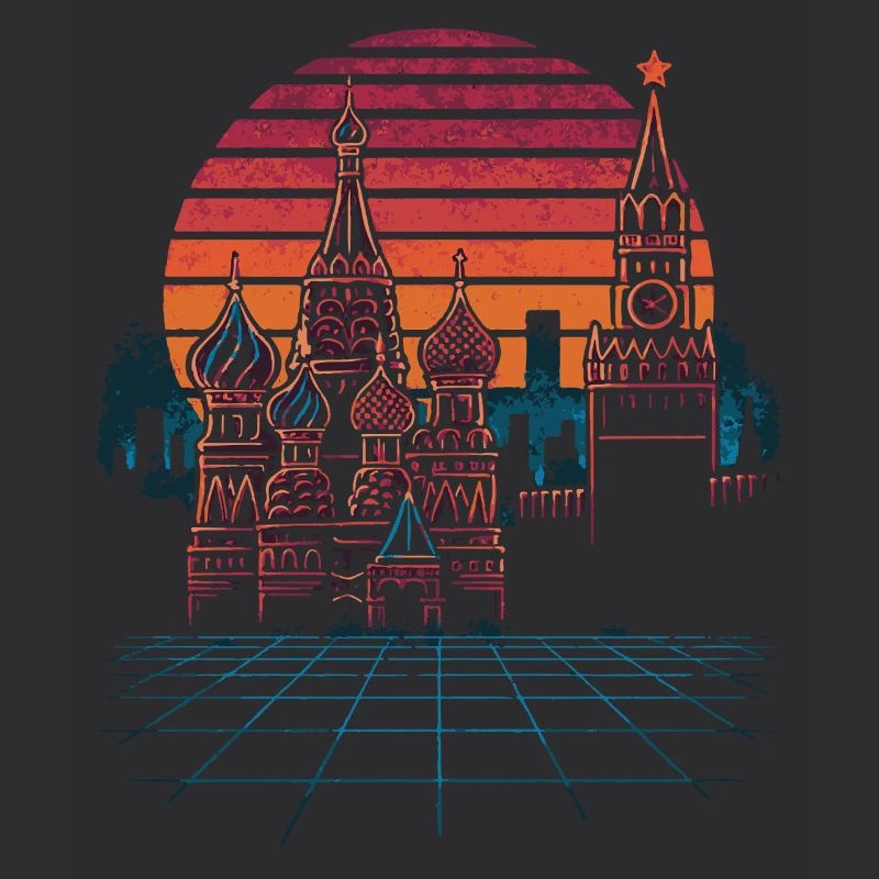 Neon Moscow Skyline Retro