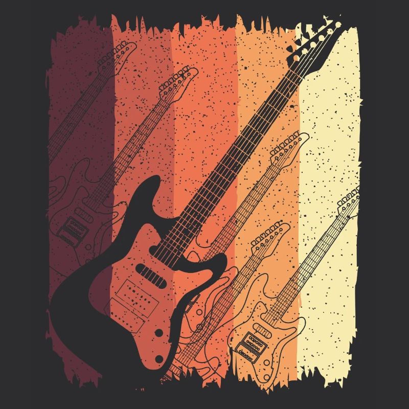 Retro E-Gitarre Sunset Stripes