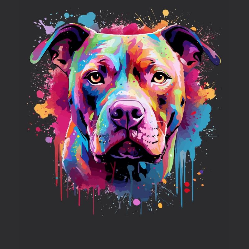 Pitbull Dog Splash Art Bunt