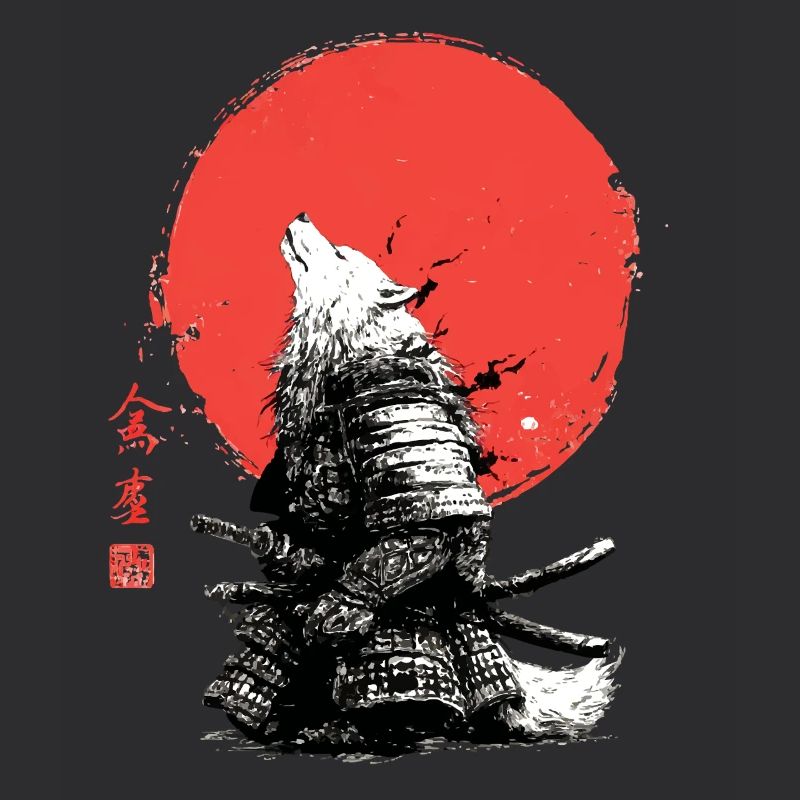 Wolf-Samurai unter Crimson Sun