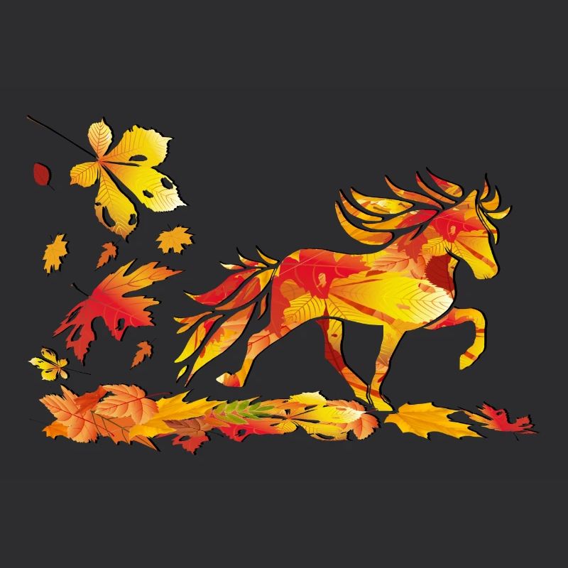 Herbstpferd aus Blattkunst