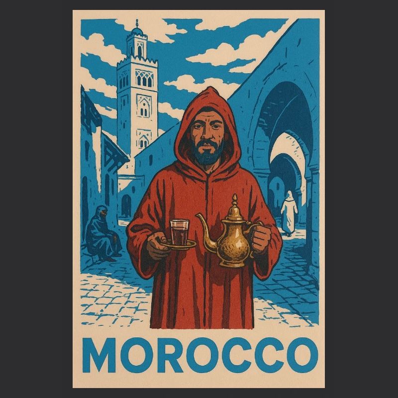 Traditionelles Morocco Motiv mit Teekunde